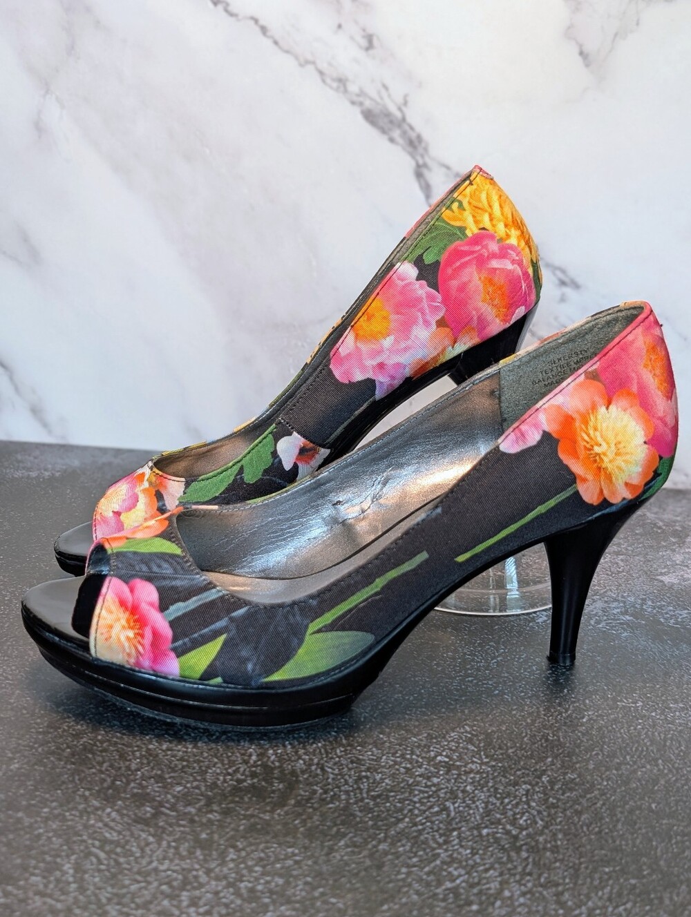 Sam & Libby Floral Peep-Toe High Heel Platform Pumps